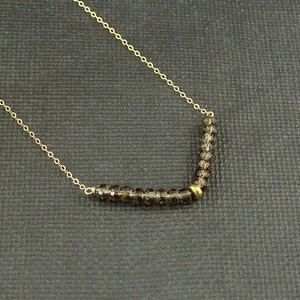 Smokey Quartz Gold Chevron Necklace Geometric Gemstone Necklace Science Jewelry Fashion image 2