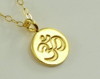 OM Charm Gold Necklace Yoga Lover Meditation Jewelry -  Handmade Office Fashion