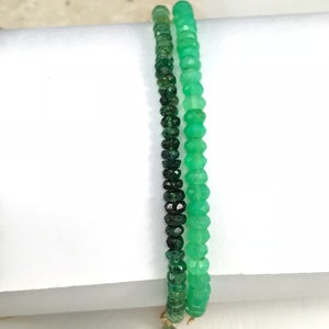 Chrysoprase Bracelet Natural Genuine Green Gemstone Gold Layering Bracelet image 4