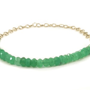 Chrysoprase Bracelet Natural Genuine Green Gemstone Gold Layering Bracelet image 1