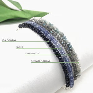 Labradorite Bracelet Sterling Silver Venetian Chain Skinny Layering Bracelet Fiery Blue Flash image 4