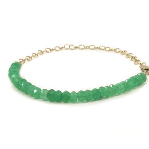 Chrysoprase Bracelet Natural Genuine Green Gemstone Gold Layering Bracelet image 2