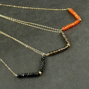 Smokey Quartz Gold Chevron Necklace Geometric Gemstone Necklace Science Jewelry Fashion image 5