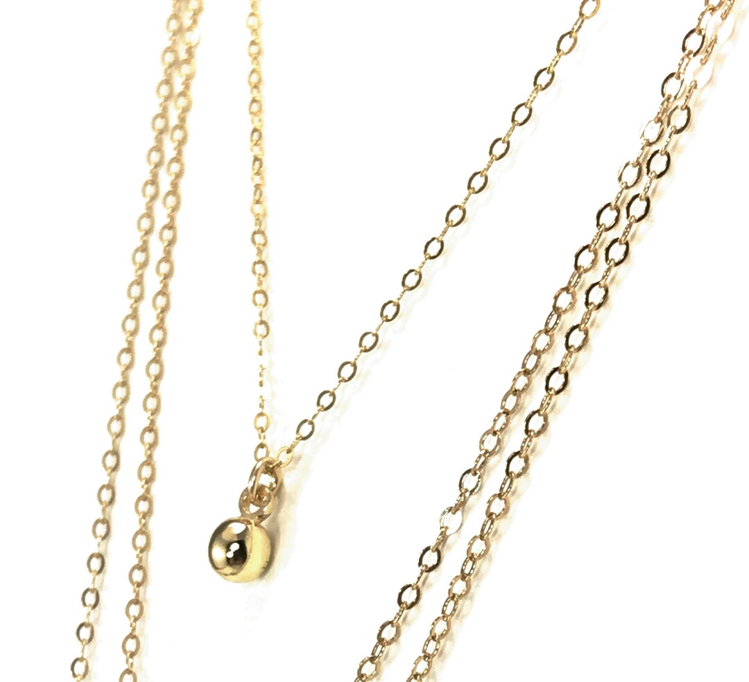 Dainty Gold Ball Dangle Necklace 14K Gold Filled Feminine Layering