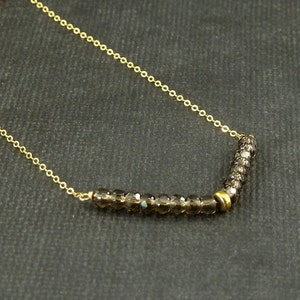 Smokey Quartz Gold Chevron Necklace Geometric Gemstone Necklace Science Jewelry Fashion image 1