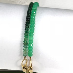 Chrysoprase Bracelet Natural Genuine Green Gemstone Gold Layering Bracelet image 3