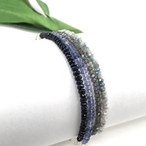 Labradorite Bracelet Sterling Silver Venetian Chain Skinny Layering Bracelet Fiery Blue Flash image 3