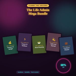 Life Admin Mega Bundle, 5 digitale Planer im Set, Finanzen, Fitness, Ernährungsplanung, Selbstfürsorge, Freelance, GoodNotes, Notability, iPad, Android