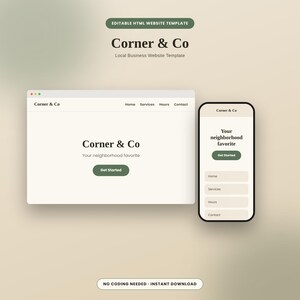 Corner & Co - Hemsidesmall för lokala företag | Redigerbar HTML-webbplats för butiker, salonger, småföretag