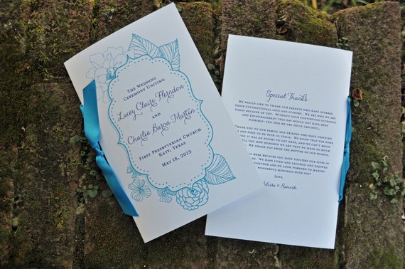 100 vintage half fold wedding programs with ribbon half fold wedding program