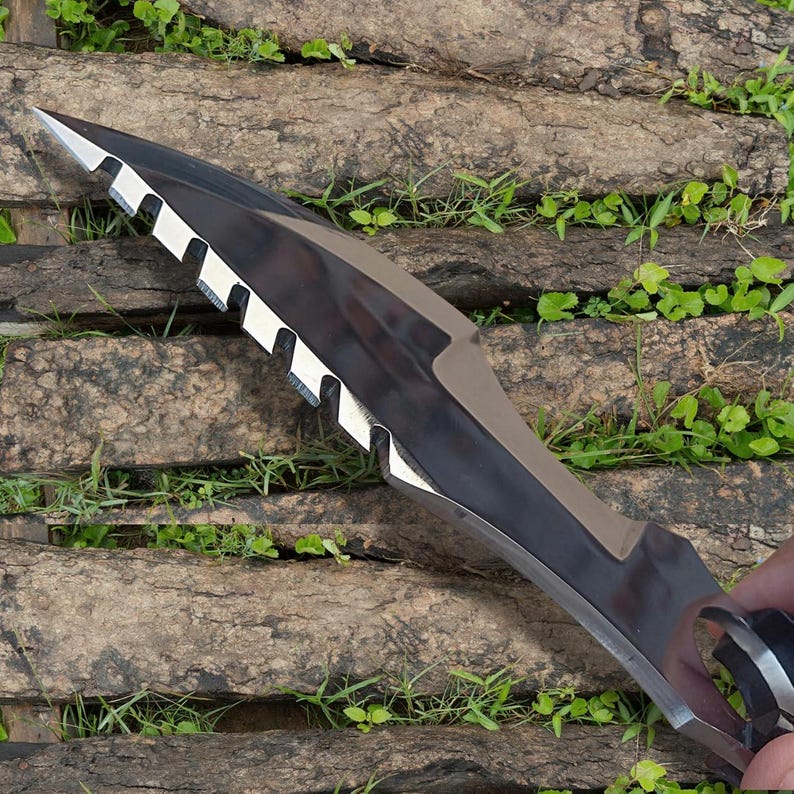 Handmade Tracker Knife, Mirror Polish Steel, Full Tang, Black Micarta Handle, Horizontal Carry Sheath image 3