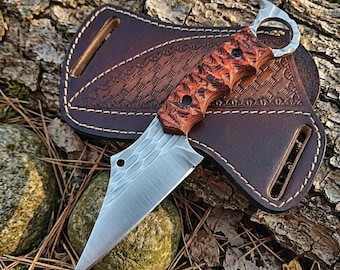 Hand-Forged 1095 Carbon Steel Skinner Knife – Pakka Wood Handle, Full Tang 8-Inch Blade