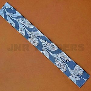 Hand Forged Damascus Billet Bar Stock, 12x2 In Feather Damascus , Knife Making Supplies