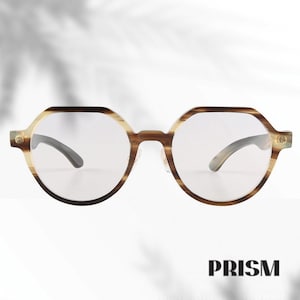 Handmade Natural Polygon Shape Glasses.Unisex Thin Rimmed Optical Eyewear