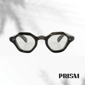 Retro Polygon Horn Glasses: 60s Style Handmade Eyewear