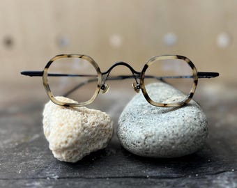 Gafas Steampunk hexagonales de tortuga: montura óptica unisex