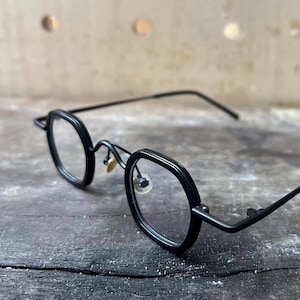 Gafas Steampunk hexagonales hechas a mano: montura óptica retro unisex. Gafas de estilo japonés.