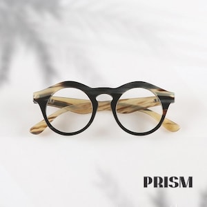 Okulary z naturalnego rogu jaka, okrągłe, oprawki optyczne w stylu vintage. Okulary robione ręcznie.