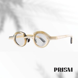 Ręcznie robione okrągłe okulary przeciwsłoneczne z naturalnego rogu: futurystyczne okulary unisex