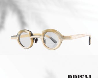 Handmade Natural Horn Round Sunglasses: Futuristic Unisex Eyewear