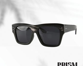 Handmade Natural Horn Square Sunglasses: Retro Style Eyewear