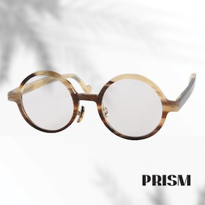 Okulary z naturalnego rogu jaka, okrągłe, oprawki optyczne w stylu vintage. Ręcznie robione, unisex.