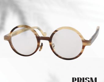 Natural Yak Horn Round shape Glasses~Vintage Style Optical Frame.Handmade Unisex Eyewear.