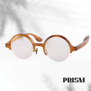 Handmade Natural Horn Round Half Frame Glasses: Retro 60s Style Optical Eyewear