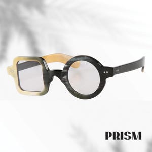 Handmade Black and White Horn Frame Glasses: Bauhaus Retro Eyewear.