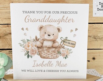 Personalised Baby Bear Card: New Grandchild Gift