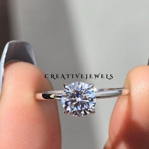 2CT Round Moissanite Ring, Round Brilliant Cut engagement Ring for her, Sterling Silver Moissanite Ring for her, Anniversary Ring for wife .