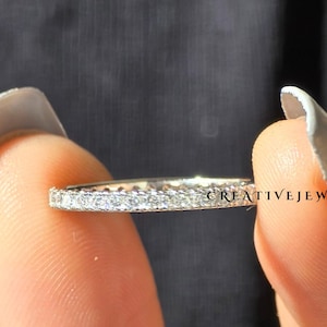 Full Eternity U Prong Set Wedding Band, Amazing Round Brilliant Cut Moissanite Band, Matching Band For Engagement Ring, Ring Gift For Women.