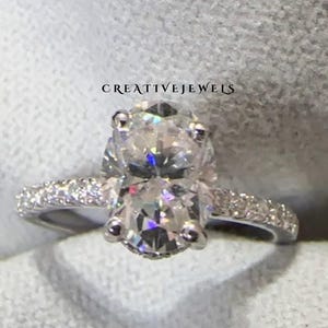 18K Solid Gold Oval Moissanite Engagement Ring, Half Pave Promise Ring, Proposal Ring For Her, Anniversary Gift Ring, Birthday Gift for Her.
