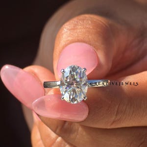 3ct Oval Cut Moissanite Engagement Ring, Moissanite Oval Solitaire Ring, 14k Solid Gold Ring for her, Anniversary Gift Ring, Bridal Ring .