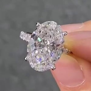 5Carat Oval  Engagement Ring Ring For Her, Promise  Moissanite with Hidden Halo & Pave Set Ring, Personalized Anniversary Ring for Wife .