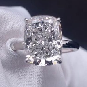 6CT Elongated Cushion Cut Moissanite 4 Prong Engagement Ring For Her, 14K Solid Gold Promise Ring For Women, Anniversary Gift ring for Her .