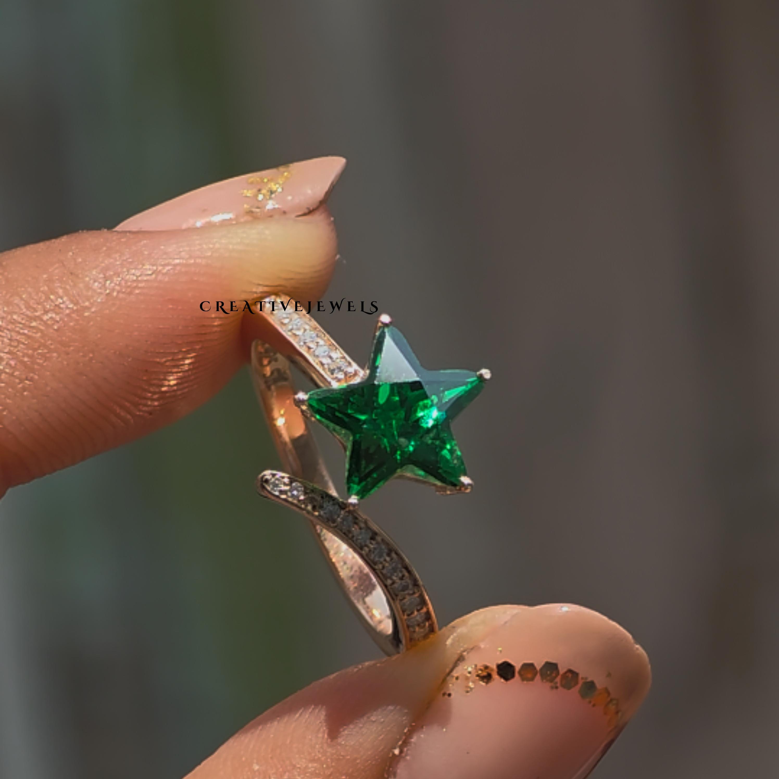 Delicate 3.60CT Star Shape Vivid Green Cubic Zirconia