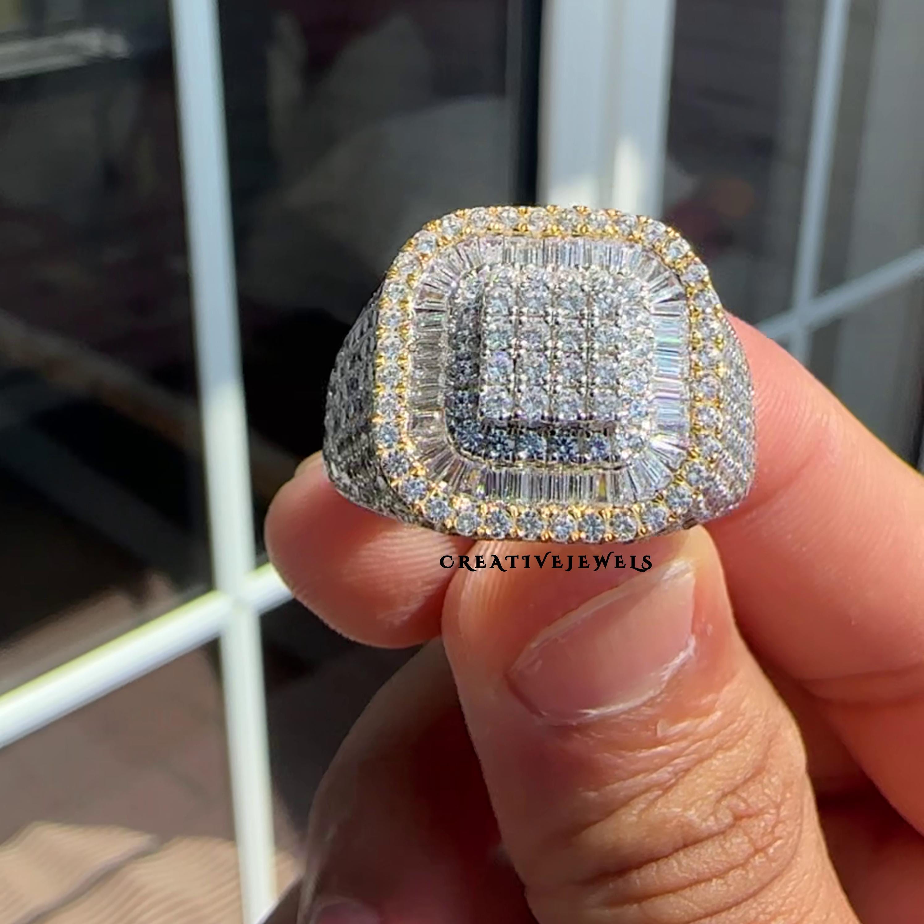 Vvs Diamond Ring Mens Pinky Mens Jewelry 14K White Gold Iced Out - Main Image