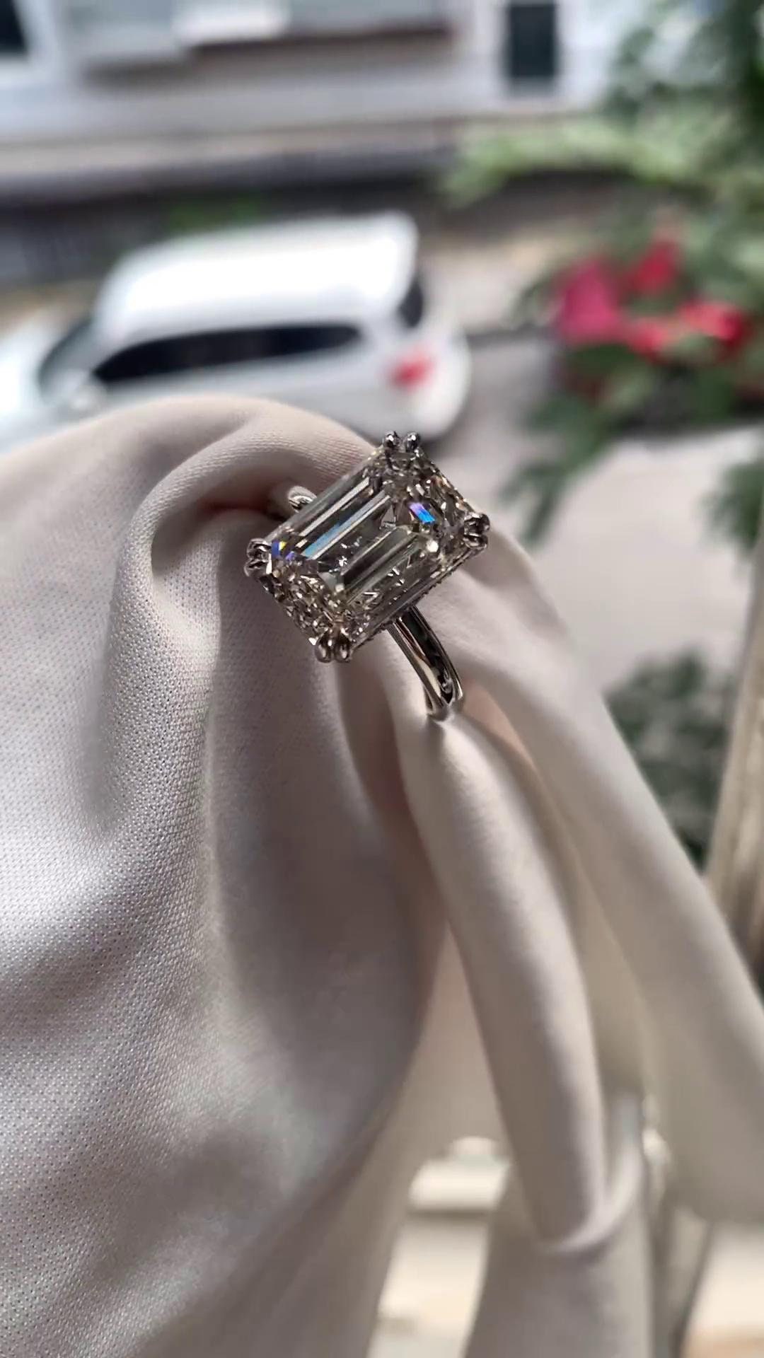 4CT Emerald Cut Moissanite Solitaire Ring Engagement Ring, 4Prong Ring, Solid Gold Ring, Emerald Solitaire Ring, Promise Ring, Proposal Ring