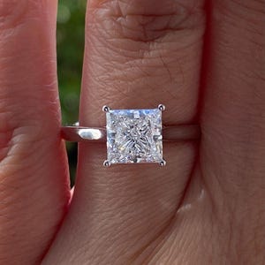 2.06ct Princess Cut Solitaire Engagement Ring for her 14k Solid Gold Solitaire Anniversary Ring with cathedral solitaire setting simple ring