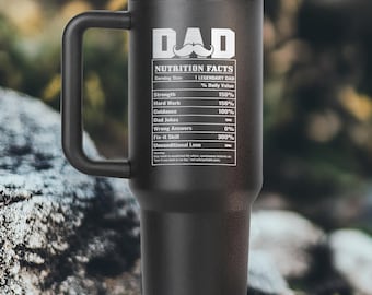 Gift for Dad, Dad Nutritional Facts, 40oz Tumbler with Handle Straw Lid, Christmas Gift, Husband Gift, Father's Day Gift, New Dad Gift