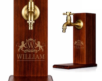 Personalized Whiskey Wooden Dispenser Only, Custom Name Monogram Gift for Men, Home Bar Gift, Whiskey Lover Bar Decor