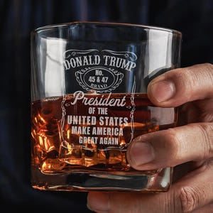 Trump Whiskey Glass, Trump Make America Great Again, Trump 2024, MAGA gift, Trump Supporter Rock Glass, Patriotic Gift