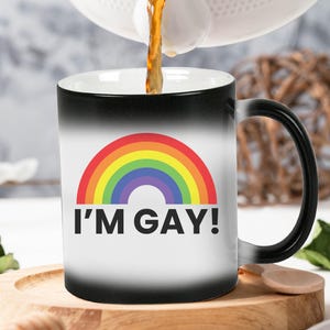 I Am Gay Rainbow Heat Change Mug - Funny LGBTQ+ Gift - Color Changing Mug - Pride Mug for Men & Women - Gag Gift for Gay Pride