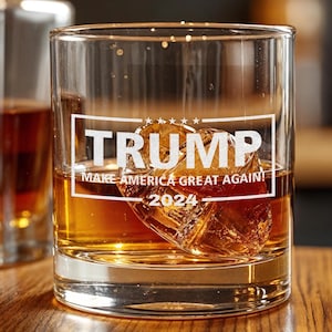 Donald Trump Whiskey Glass, Trump 2024, 47 Presidential, Make America Great Again, MAGA gift, Trump Supporter Whiskey Glass, Patriotic Gift