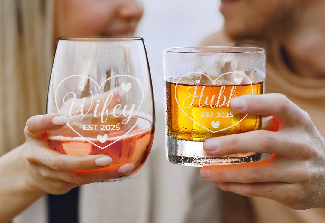 Hubby&Wifey Shot Glasses, Stylish And Unique Wedding Gift, For