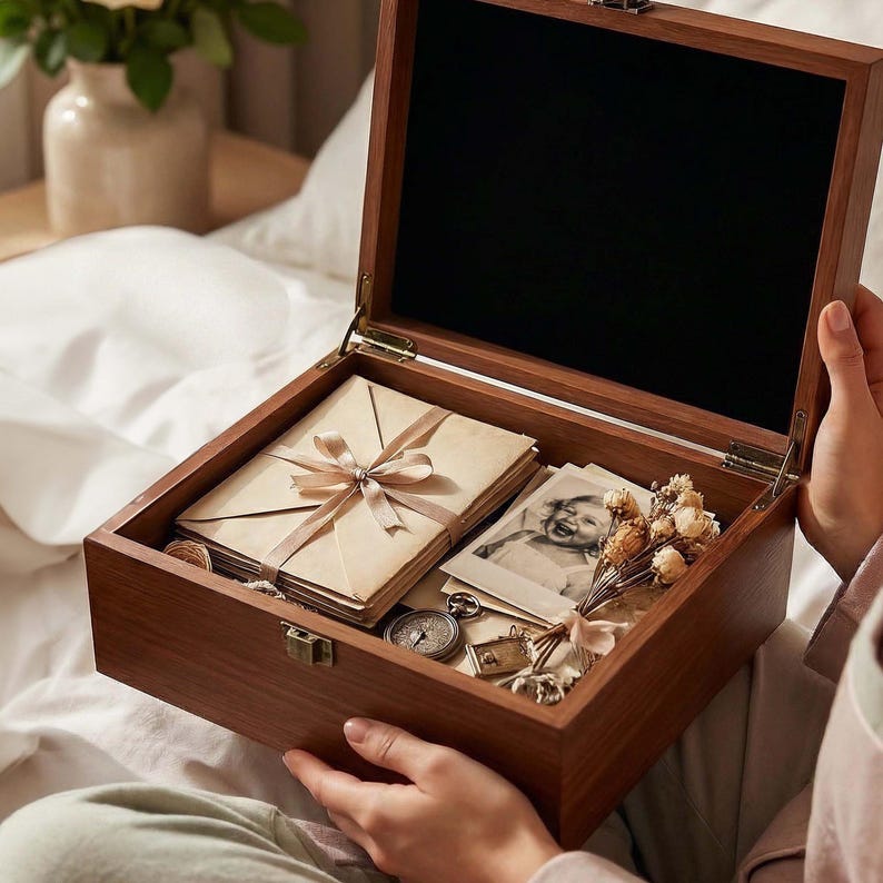 Personalized Wooden Keepsake Box, Custom Engraved Memory Box Wooden ...