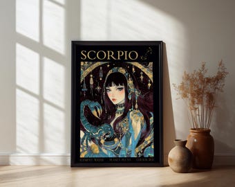 Skorpionens gudinnaposter | Skorpionens stjärnteckenväggkonst, Skorpionen | Mörk fantasifödelsedagspresent till henne