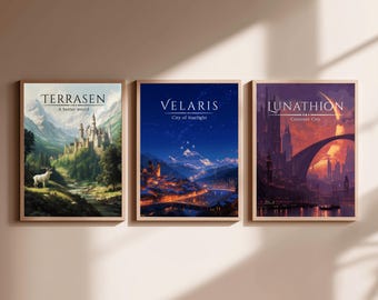 Maasverse Poster Set | Acotar, Thron aus Glas, Crescent City Wandkunst | Sarah J Maas inspirierte Kunst | Bücherwurm Geschenk