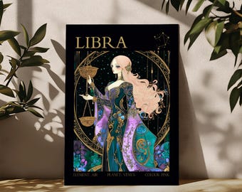 Libra Zodiac Art Print | Dark Celestial Astrology Poster